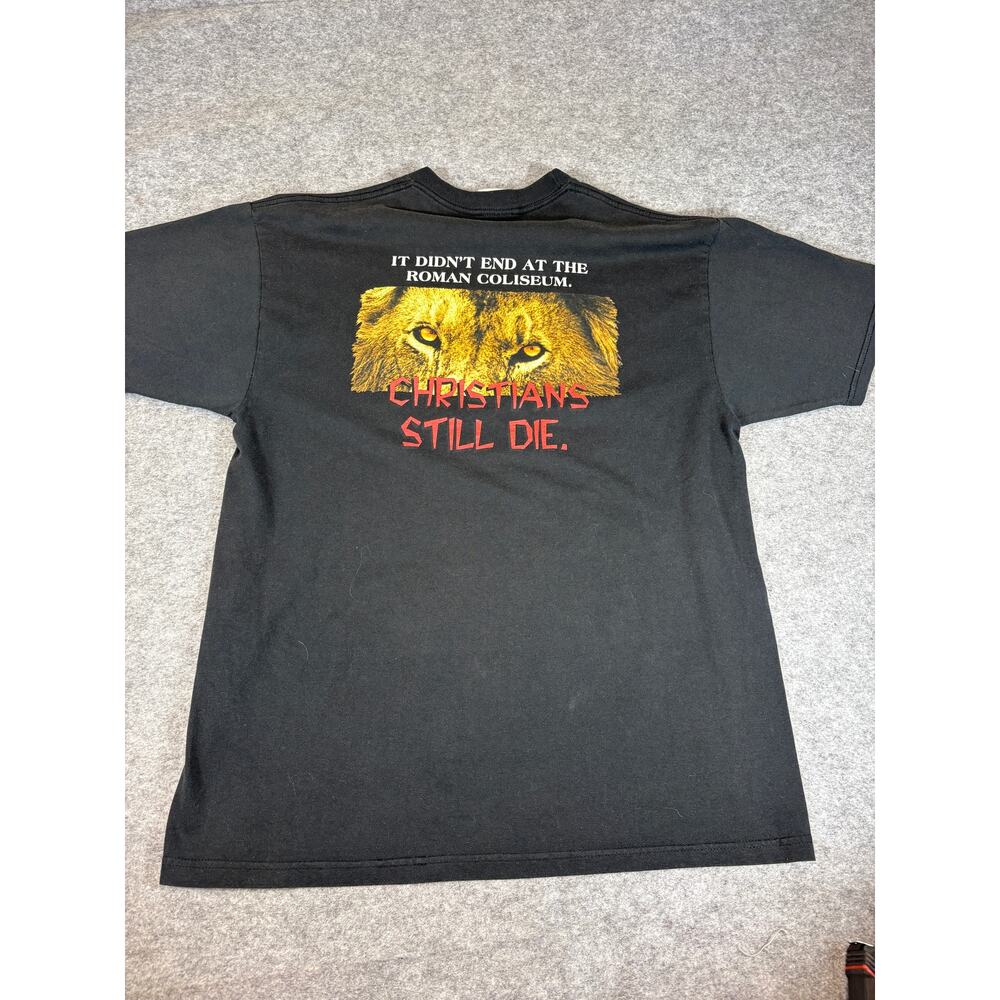 VINTAGE Jesus VOM Shirt Mens XL Black Graphic Voice Of The Martyrs Christian